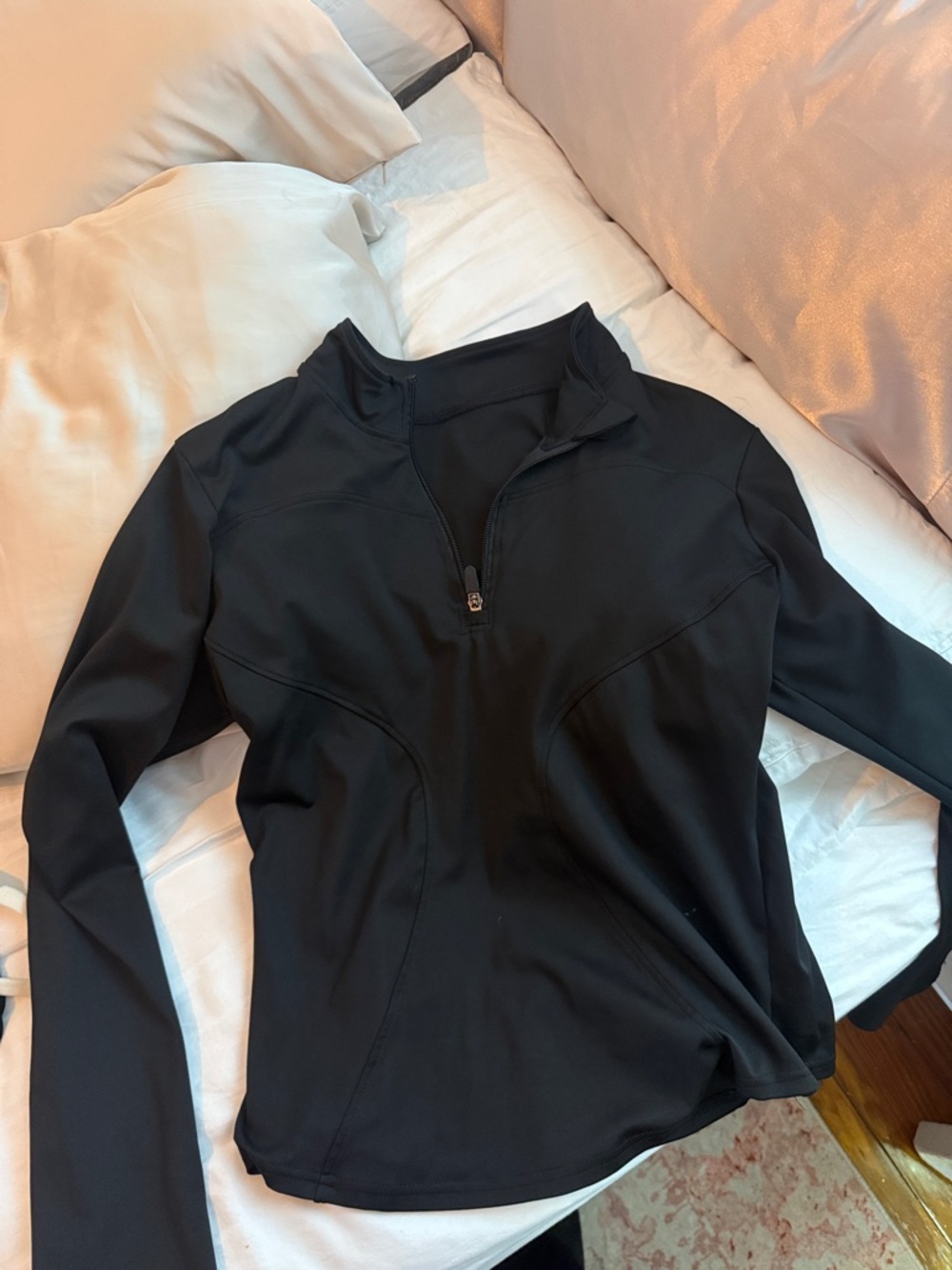 Athleta Black Long Sleeve Half-Zip Top